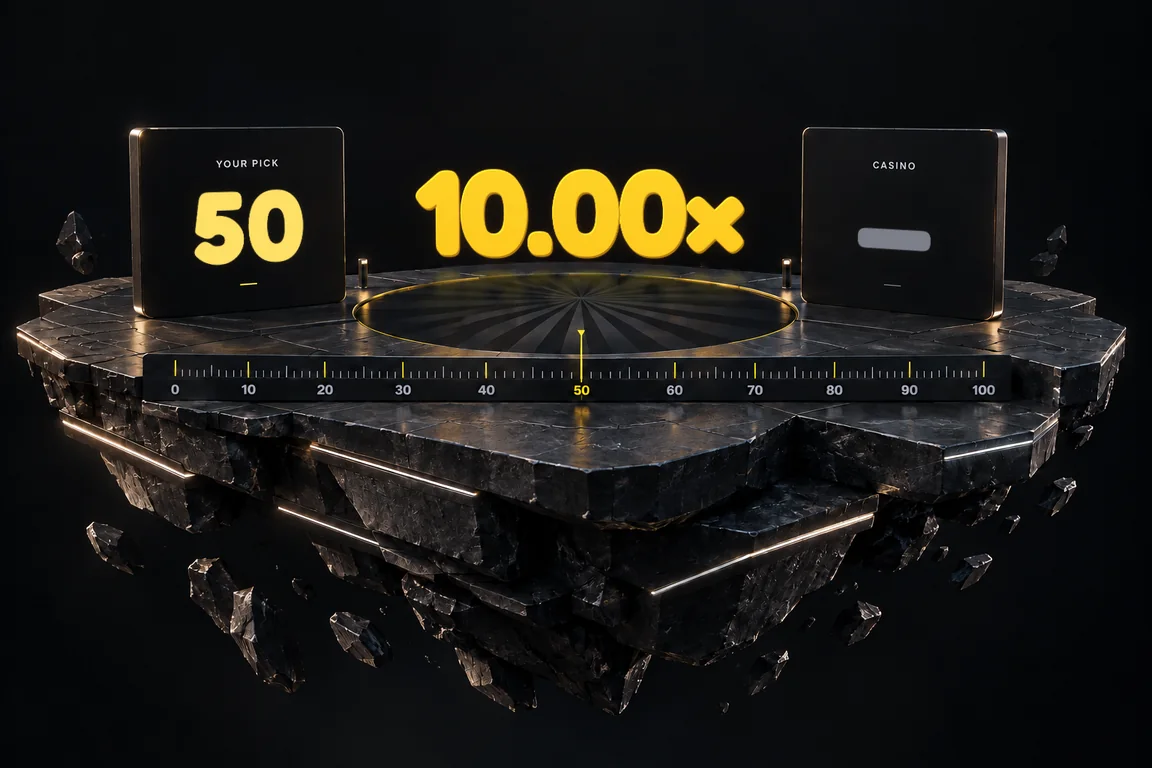 The Hundreder world, playing: a black stone with a ruler from 0 to 100 and two screens